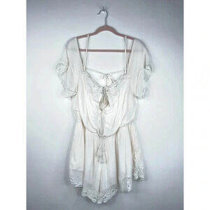 Free People Romance White Romper Off The Shoulder Eyelet Bridal Boho Relaxed XS
